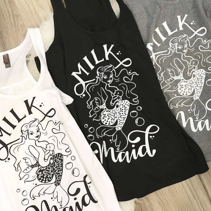 Milk Maid Breastfeeding Racerback Tank Top / Mermaid Tanks for wholesale by spillthebeansetc