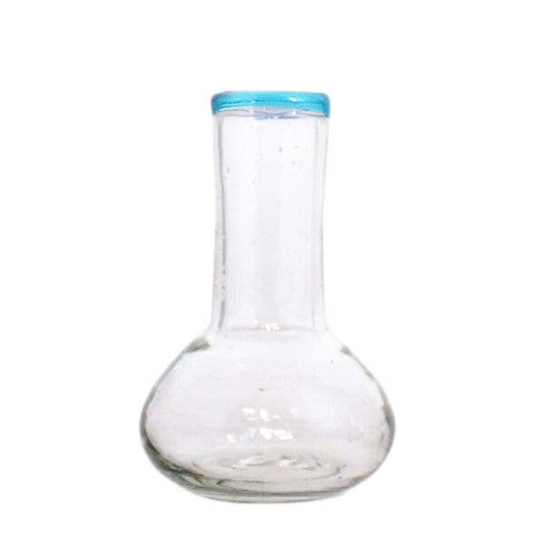 Aqua Rim Small Bulb Glass Vase | Bud Vase | Handblown for wholesale by Sobremesa