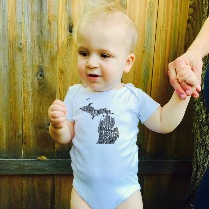 New Born - Michigan Baby Ingrained Bodysuit for wholesale by Ingrained Apparel