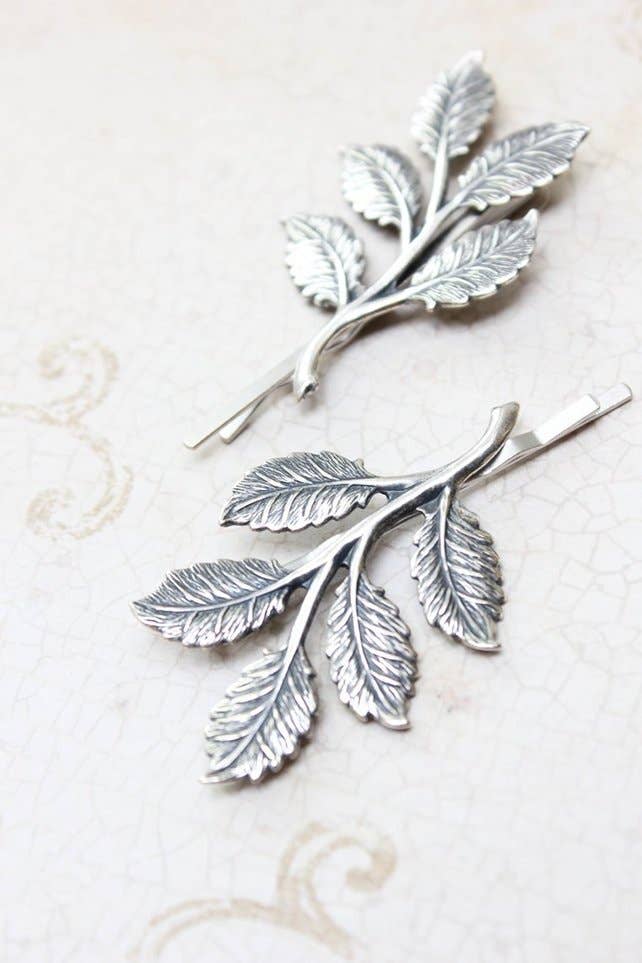 A Pocket of Posies - Wholesale Bobby Pin - Women's - Silver Branch Bobby Pins - Set of two pins3