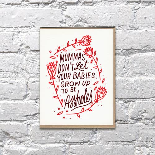 Tarjeta Mommas Don't Let Your Baby Imbéciles para venta al por mayor de Bench Pressed