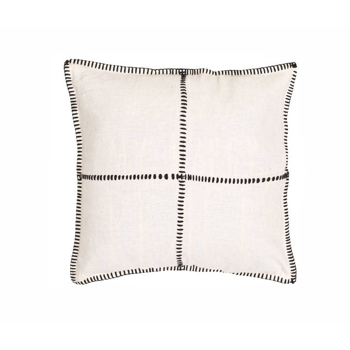 18" x 18" Natural Farmhouse Pillow Cover Black for wholesale by Buldano