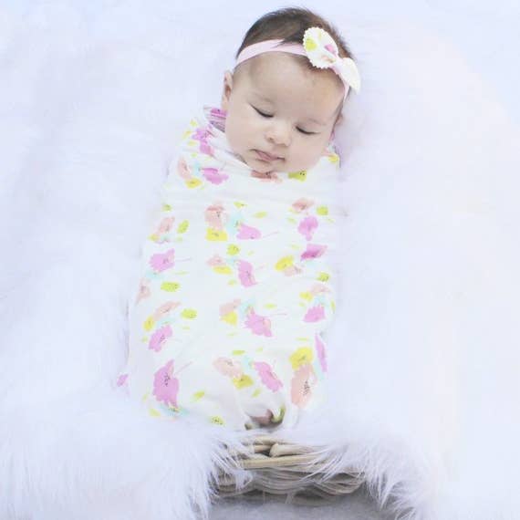 Emmaillotage et bandeau Bio Floral Set-Baby Swaddle Couverture pour la vente par TinytweetsKids