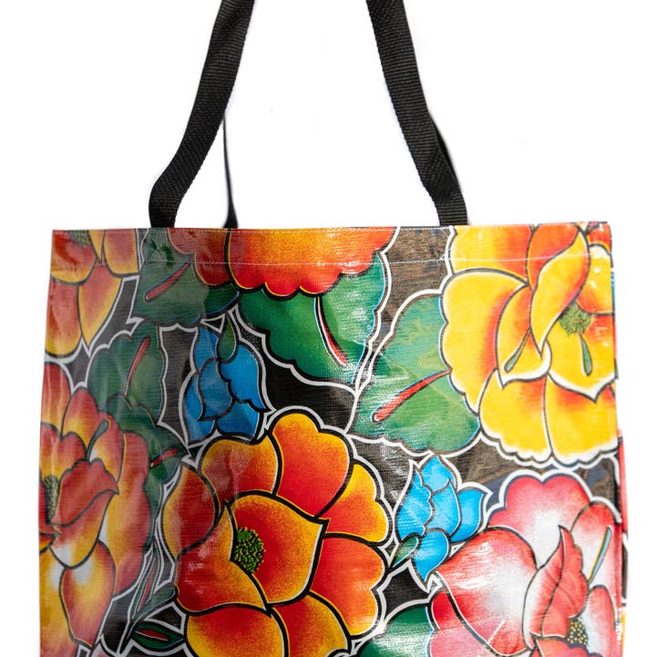 Black Tehuana Large Tote for wholesale by Oilcloth International