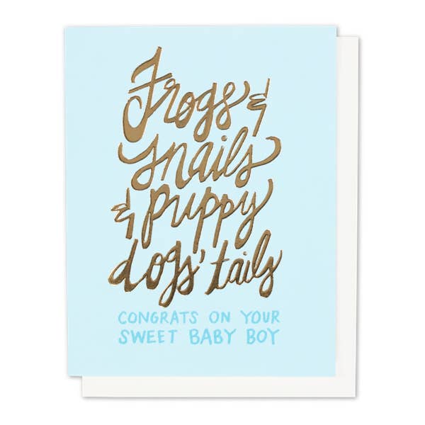 Thimblepress - Wholesale Baby Card - Frogs & Snails Single Gold Foil + Embossed Card