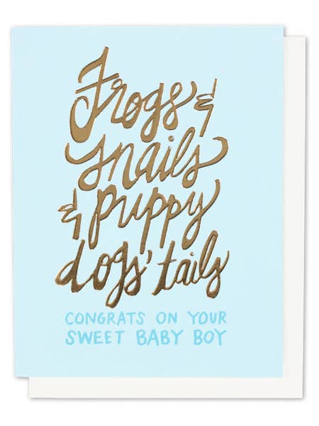 Frogs & Snails Single Gold Foil + Embossed Card for wholesale by Thimblepress