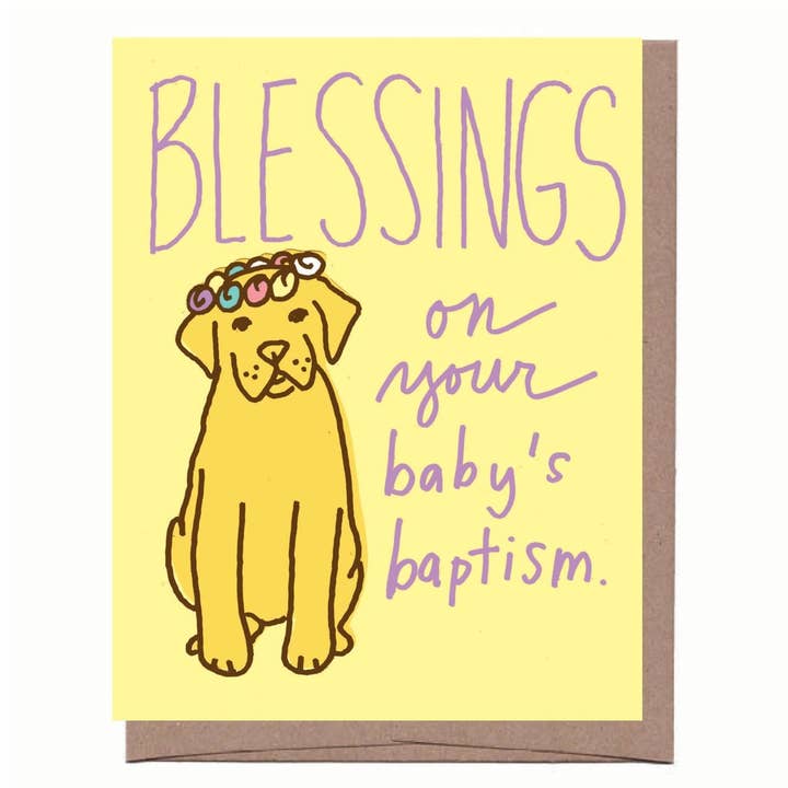 La Familia Green - Wholesale Baby Card - Baptism Pup Greeting Card1