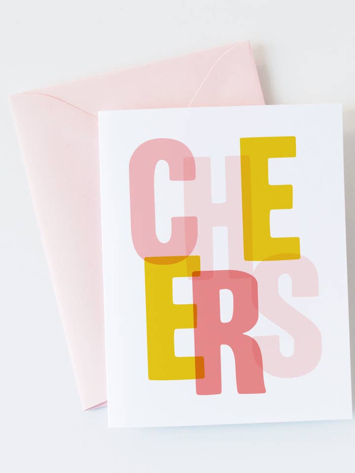 Modern Cheers card | celebration greeting card for wholesale by Graphic Anthology Greeting Cards