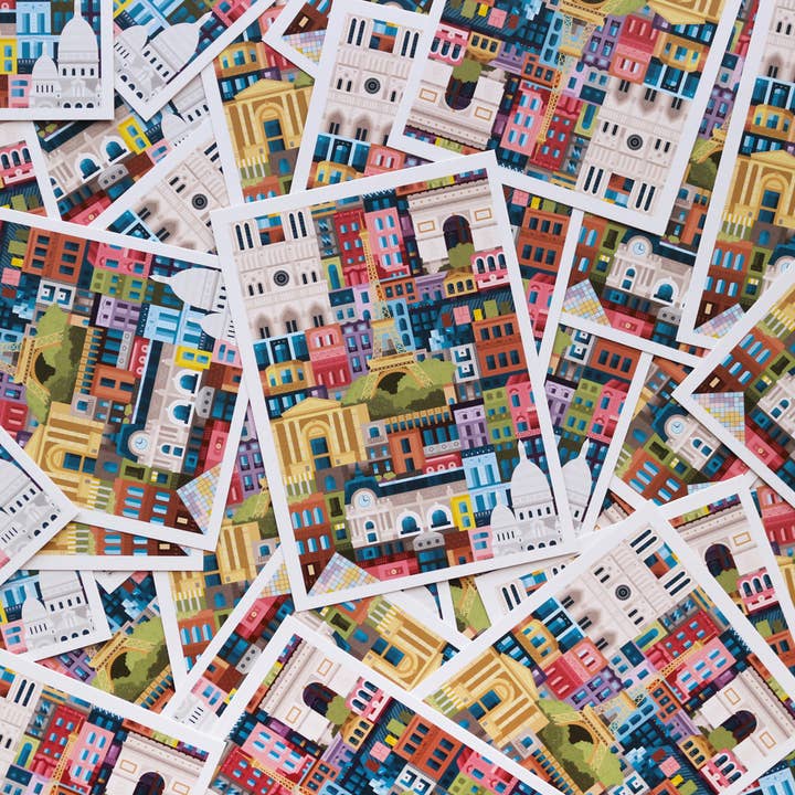 The City Works - Venta al por mayor Tarjeta postal - Paris Colorido Postal1