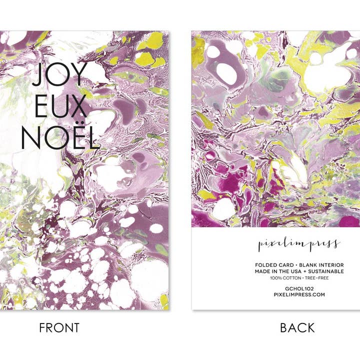 pixelimpress - Wholesale Christmas Card - Joyeux Noel Christmas | Holiday Marble Greeting Card1