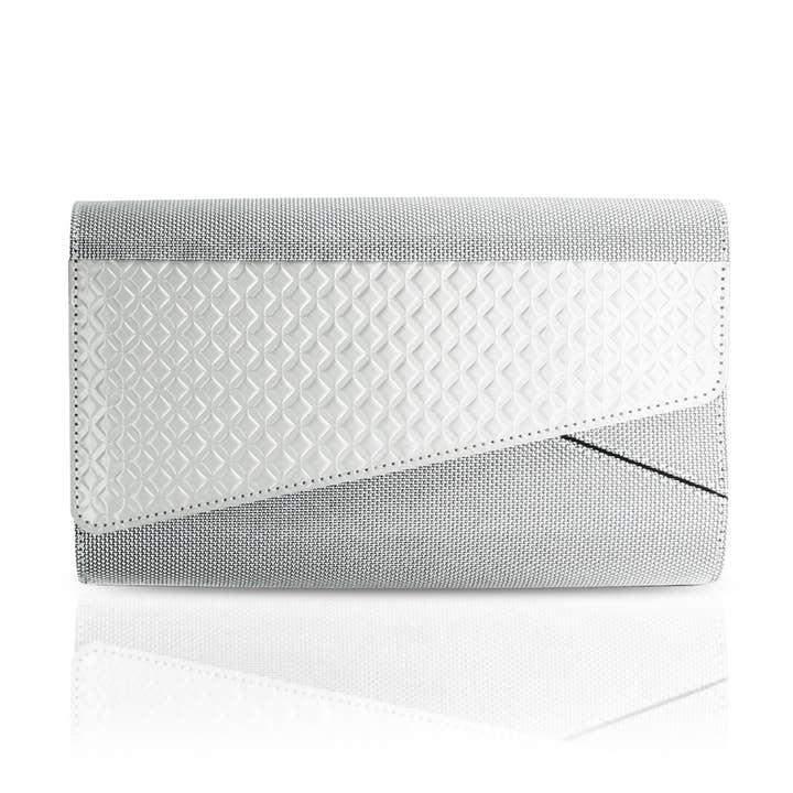 STEWART/STAND - Wholesale Clutch Bag - Women's - Clutch No. 7 Diamond Bias - Silver ((Vegan / RFID Blocking)0