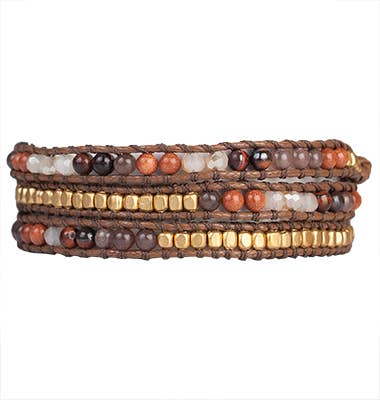 Marquet - Wholesale Armband met kralen - Casey Fair Trade wikkelarmband - Steen en kristal