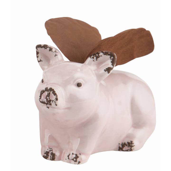 Small Spring Laying Pig With Wings Figurine Set 2 DS for wholesale by Transpac