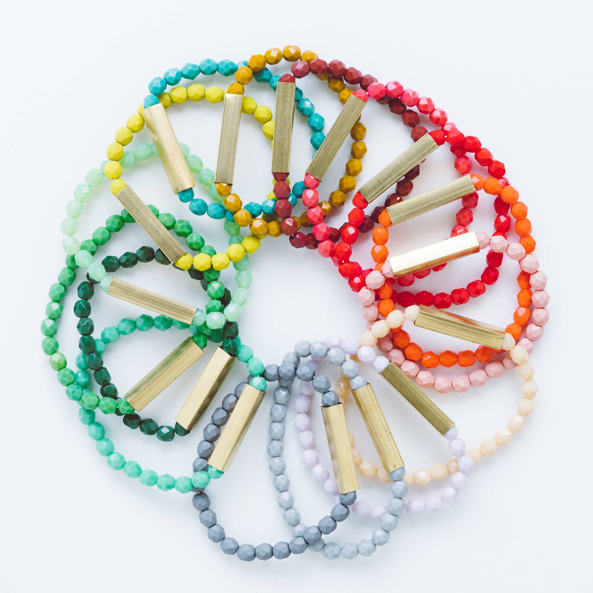 Nest Pretty Things - Wholesale Beaded Bracelet - Colorful Stretchy Bead Bracelets with Brass Tubes3