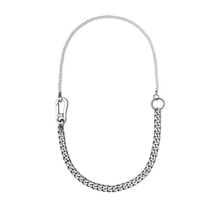 SEVEN50 - Wholesale Link & Chain Necklace - White Curb Link Chain and Pearls Necklace