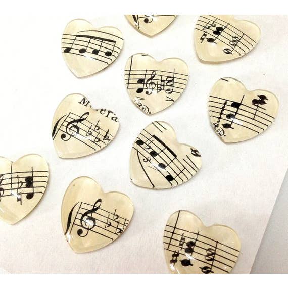 Tanner Glass - Wholesale Magnet - Vintage Sheet Music - Heart Magnets - Set of 2