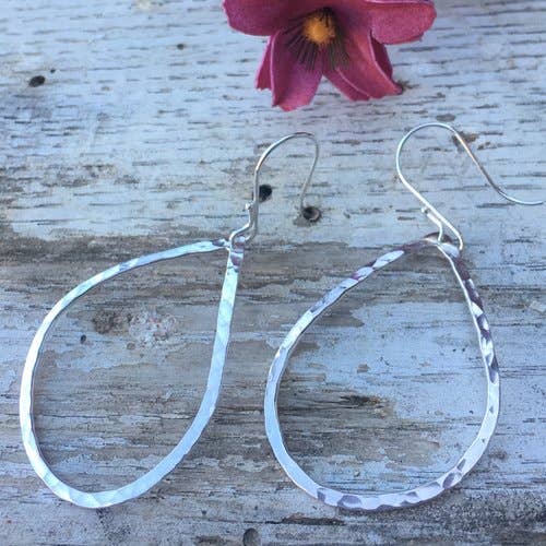 Simply Sterling Designs - Wholesale Dangle Earrings - Big Petal Hammered Sterling Silver Earrings