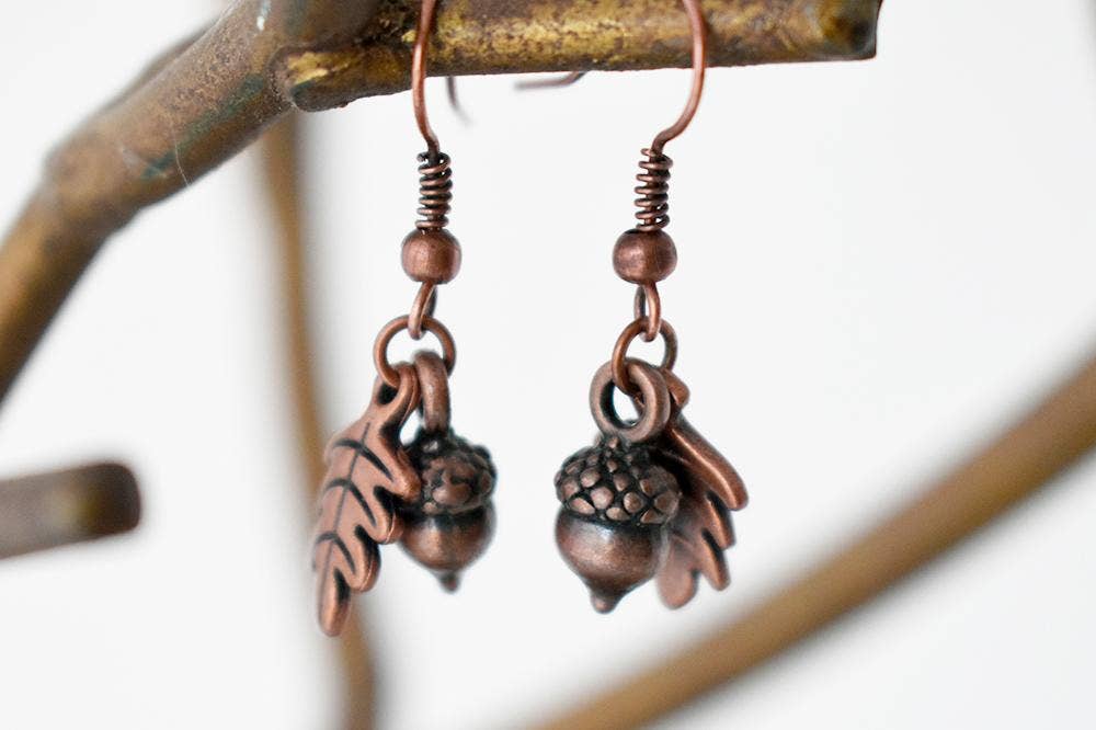 Enchanted Leaves - Vente Boucles d'oreilles pendantes - Boucles d'oreilles Charm Gand Cuivre3