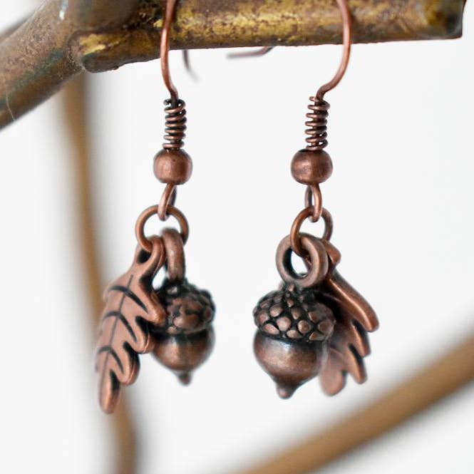 Enchanted Leaves - Vente Boucles d'oreilles pendantes - Boucles d'oreilles Charm Gand Cuivre3