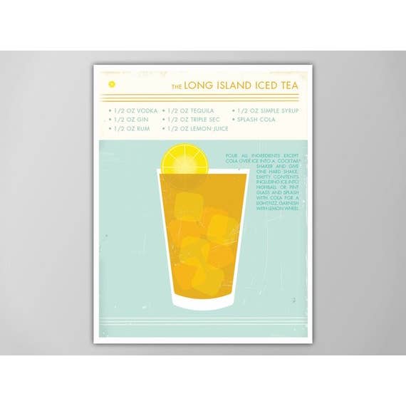 11” x 14” Long Island Iced Tea Cocktail Art Print for wholesale by The National Anthem
