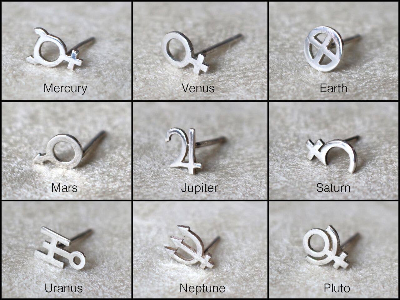 Sofia Ramsay - Wholesale Stud/Post Earrings - Planet Symbol Geometric Stud Earrings .925 Sterling Silver12