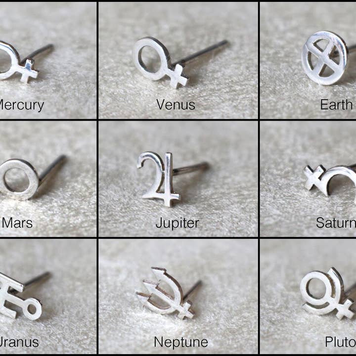 Sofia Ramsay - Wholesale Stud/Post Earrings - Planet Symbol Geometric Stud Earrings .925 Sterling Silver12