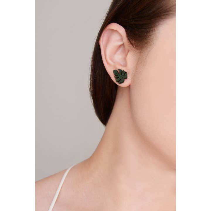 Stitch & Shutter - Wholesale Stud/Post Earrings - Monstera Studs4
