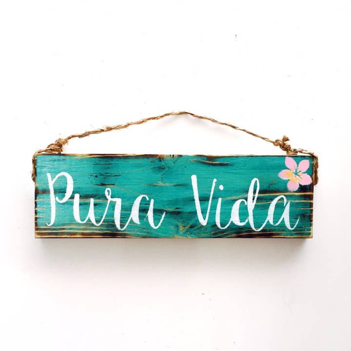 Handmade Pura Vida Sign by Sea Gypsies for wholesale by Mahalo Market