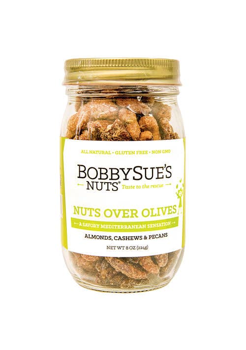 BobbySue's Nuts - Wholesale Nuts - Nuts Over Olives Nuts 8oz Jar