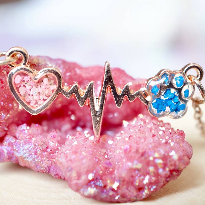 Real Pressed Flowers in Resin Gold Dog Necklace for wholesale by Ann + Joy