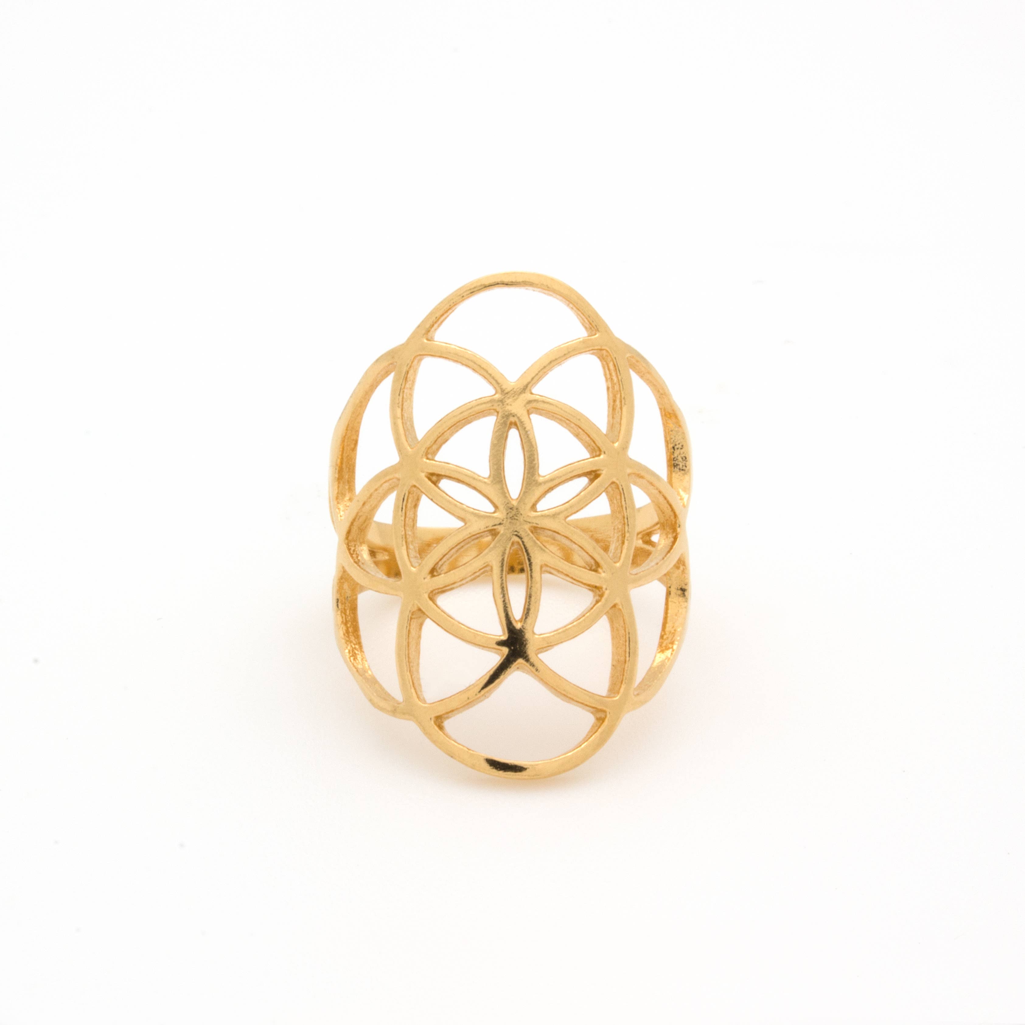 Hiouchi Jewels | Rose & Bolt Grateful Dead Jewelry - Wholesale Cocktail/Statement Ring - Seed of Life Ring | Gold11