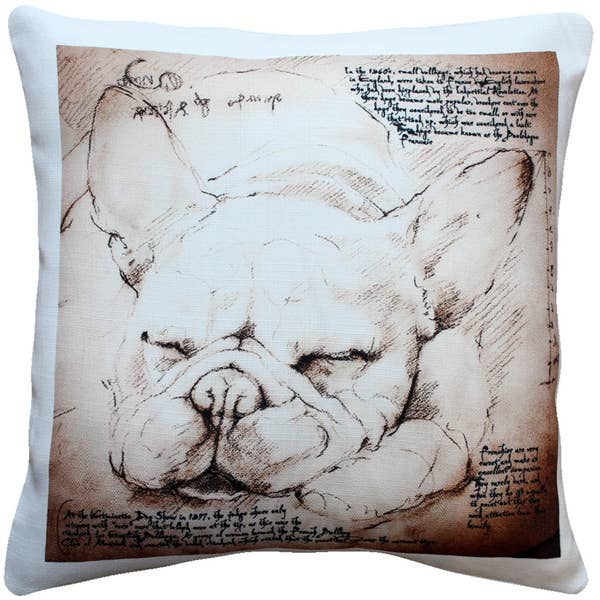 17" x 17" Leonardo French Bulldog Dog Pillow for wholesale by Pillow Decor