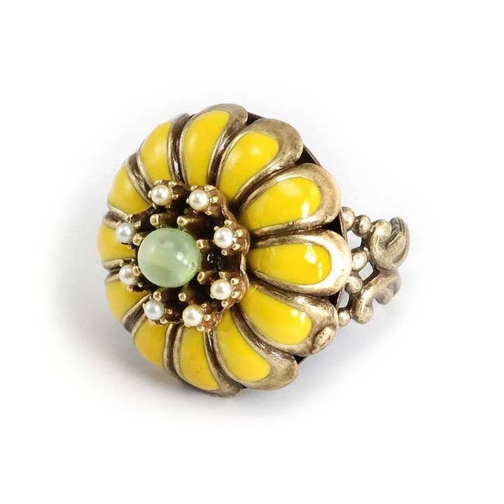 Sweet Romance Jewelry – wholesale Cocktail/Statement Ring – Gul Ringblomma Blomma Ring