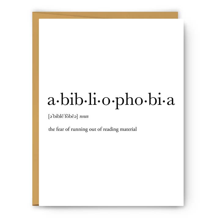 Footnotes - Wholesale Everyday Greeting Card - Abibliophobia Definition - Literary Everyday Card