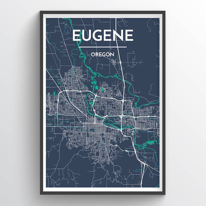 Eugene City Map for wholesale by Point Two Design Group