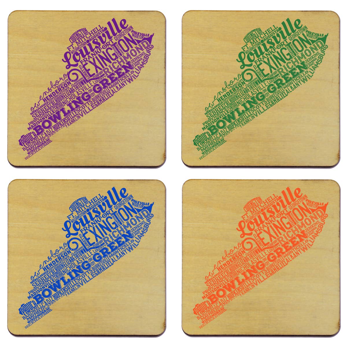 Torched Products - Wholesale Coasters - State Typography Coaster- Set of 418