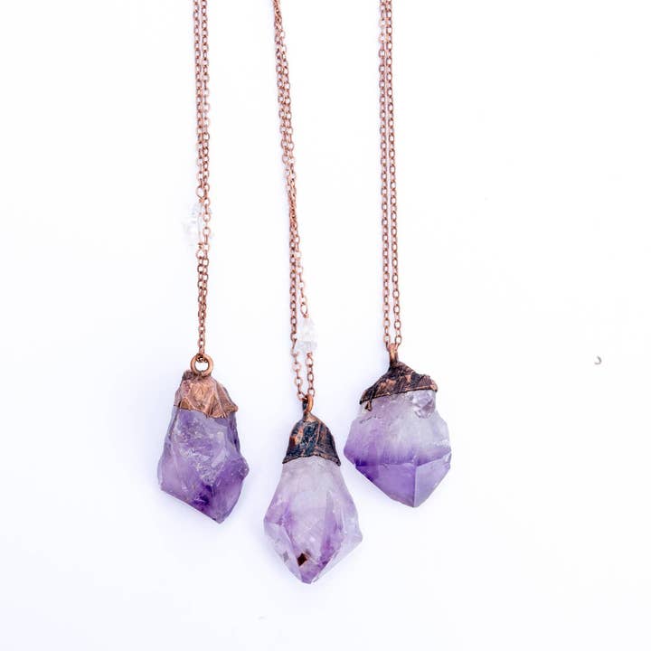 30" Copper Amethyst Crystal Necklace for wholesale by HAWKHOUSE
