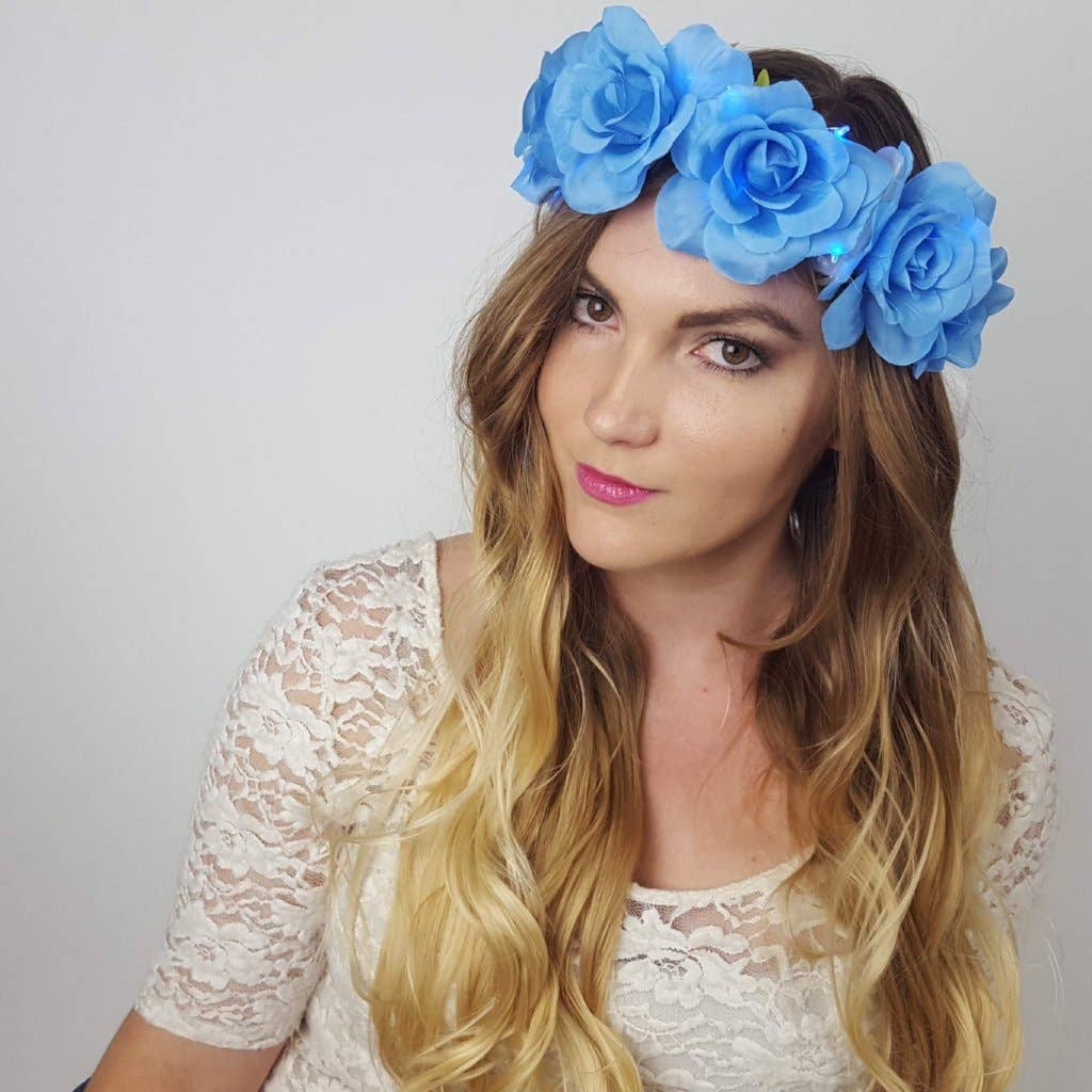 Little light lab - Wholesale Party Hat/Crown - Blue Light Up Rose Crown2