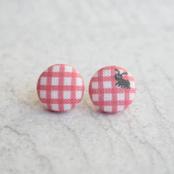 Rachel O's - Wholesale Stud/Post Earrings - Summer Picnic Fabric Button Earrings