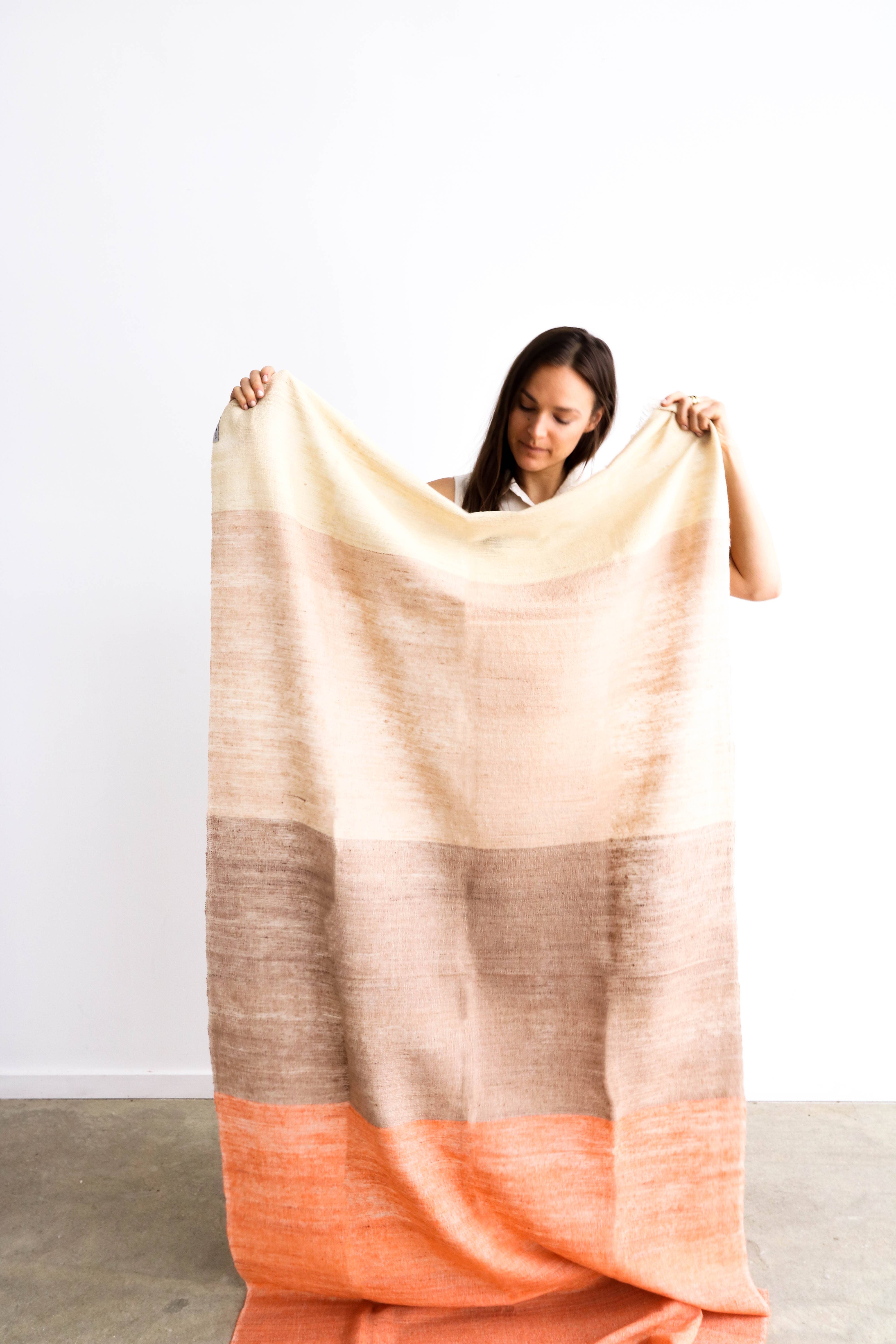 Orange Chestnut Soft Merino Linen Handloom  Throw / Blanket for wholesale on Faire10