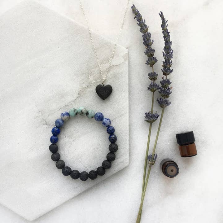 Skinny Stormy Seas Aromatherapy Diffusing Bracelet for wholesale by Blue Raven Handcrafted
