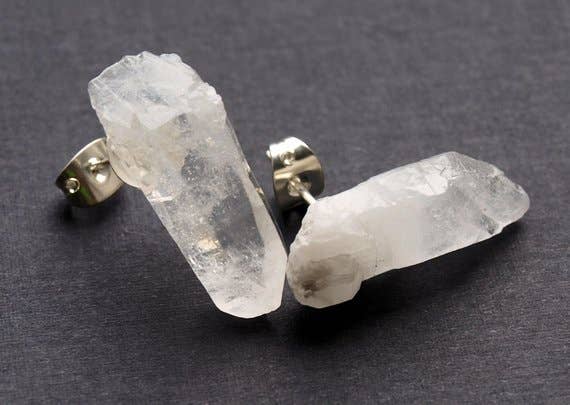 Adam Rabbit - Wholesale Stud/Post Earrings - Raw Quartz Point Earrings1