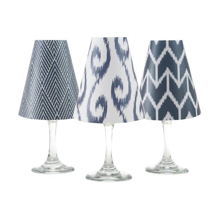 Abat-jour en verre à vin bleu nuit Ikat pour la vente par di Potter