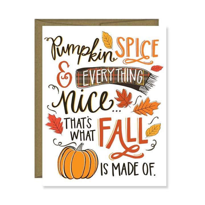 Pumpkin Spice & Everything Nice Card, Fall, Autumn, Seasonal for wholesale by Pen & Paint