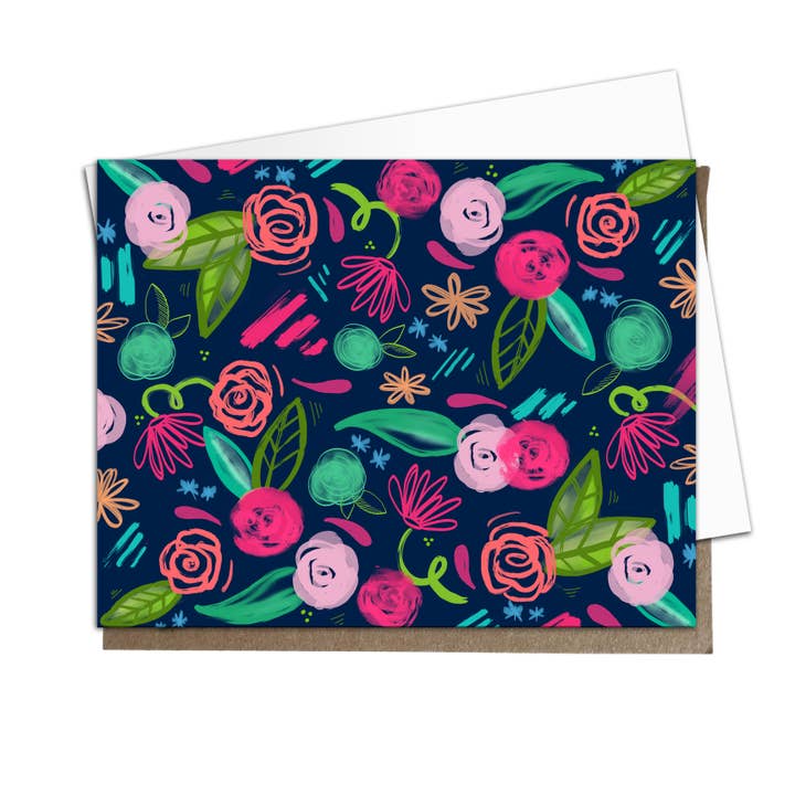 Conjunto de 10 notas planas florais da meia-noite por atacado de Krystal Whitten Studio