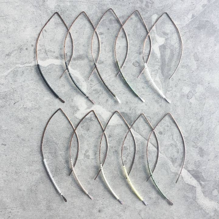 Amplified Marquis Hoop Earrings-Copper/Neutrals for wholesale by LITVA'S Jewelry