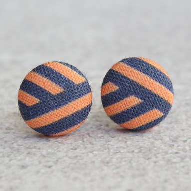 Rachel O's - Wholesale Stud/Post Earrings - Angled Stripes Fabric Button Earrings0
