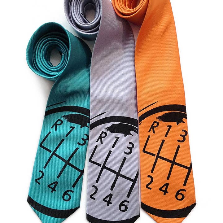 Gear Shift Necktie, Woven Fine Stripe Tie. for wholesale by Cyberoptix Tie Lab