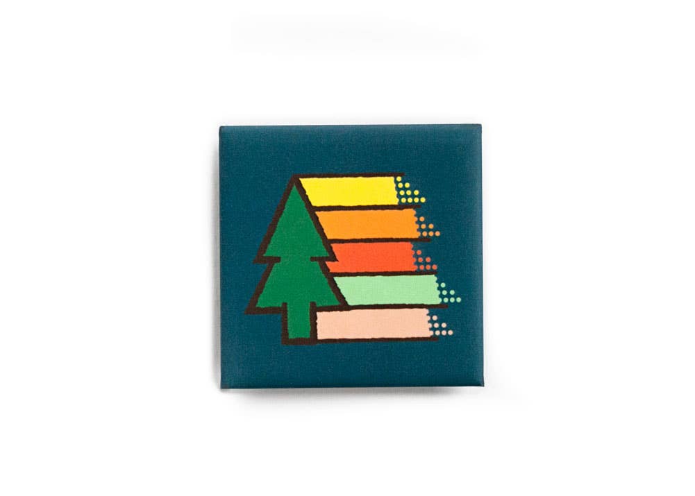 Ello There Outdoors - Wholesale Lapel Pin/Button - Button - Retro Tree Rainbow0