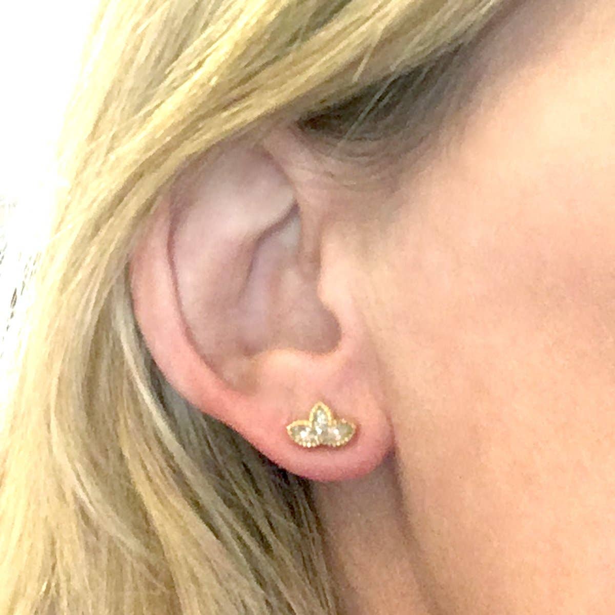 Jessica Elliot Jewelry - Wholesale Stud/Post Earrings - Gold over sterling Lotus Blossom Studs with Swarovski 2